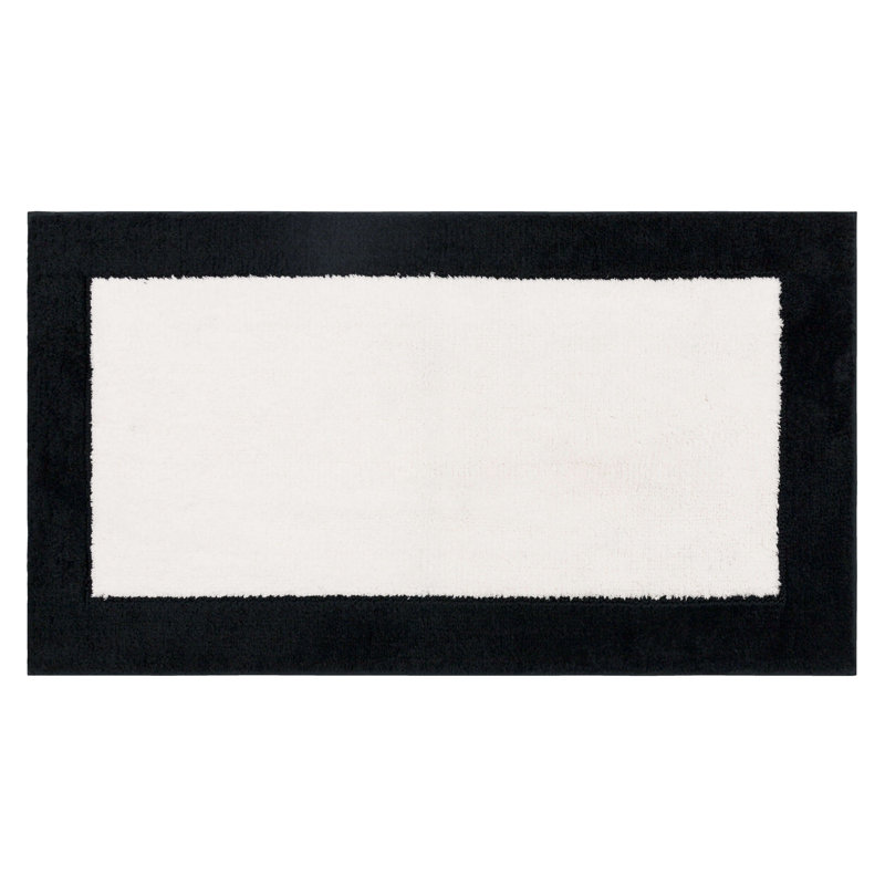 Tapis de bain géométrique en tricot Counterpoint Casual, L 24 po x L 40 po, Noir / blanc