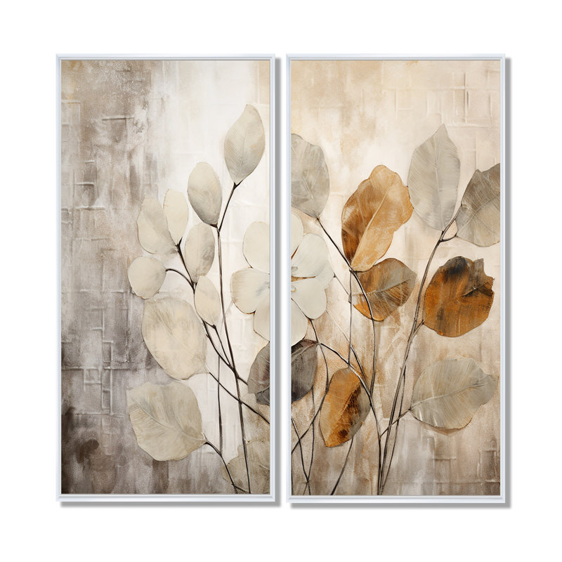 Baillons - 2 reproductions d'art moderne sur toile, H 32 po x l 32 po, Impression encadrée flottante, Blanc