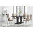 7-Piece Wood High Gloss Dining Set with 6 Upholstered Chairs and Rectangular Table