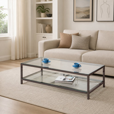 Table de bout avec plateau et plateau en verre nickel noir