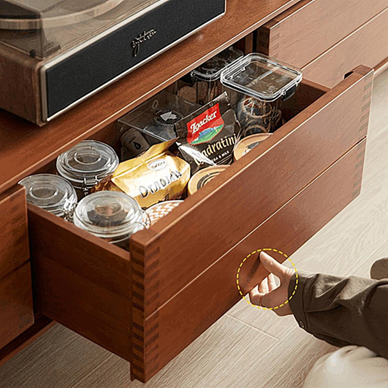 Meuble télé moderne en bois massif brun, Pin, H 17,72 po x L 70,87 po x l 15,75 po