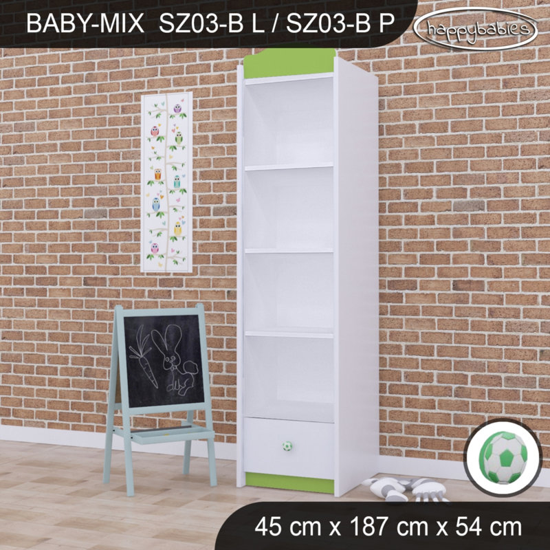 Baby Mix Ball 1 Door Wardrobe, Green