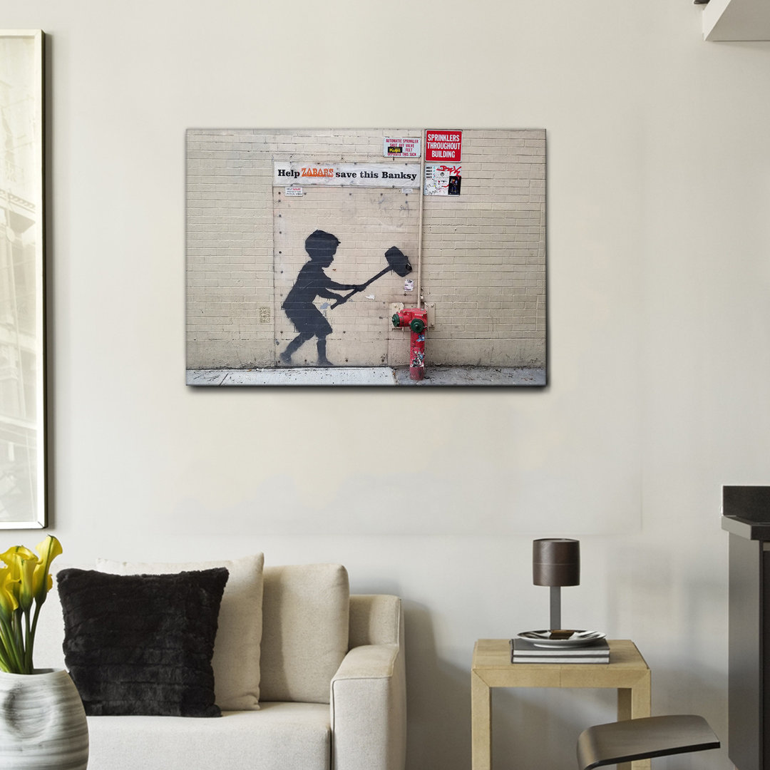 Leinwandbild Child Hammer von Banksy