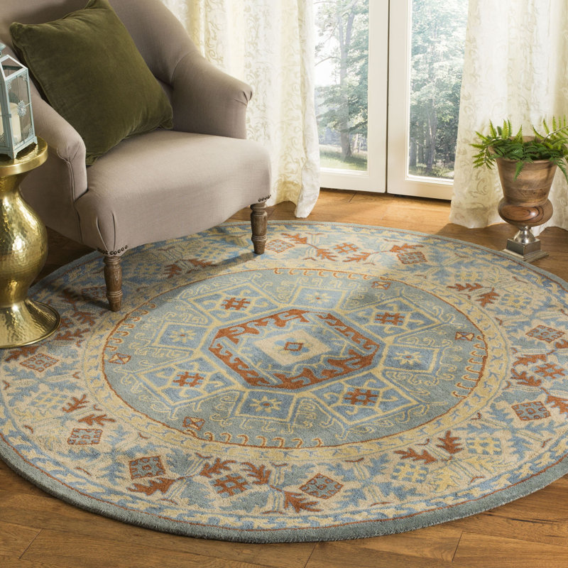 Washam Hand Tufted Wool Southwestern Rug, Round 6'