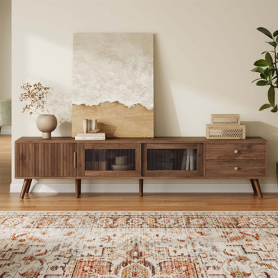 Meuble télé 76 po avec portes en verre 76 po Modern Minimal Modern Doors