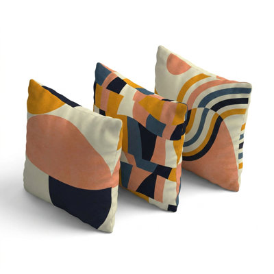 Vibrance Abstract Cotton Blend 17" Throw Pillow Cover (Set of 3)