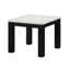 Table basse contemporaine en faux marbre blanc et tables de bout noires contemporaines: style
