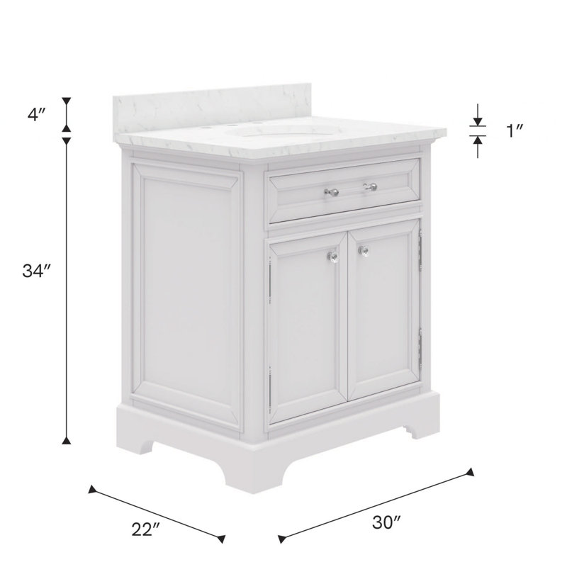 Derby 30'' W Single Vanity, White, 30"