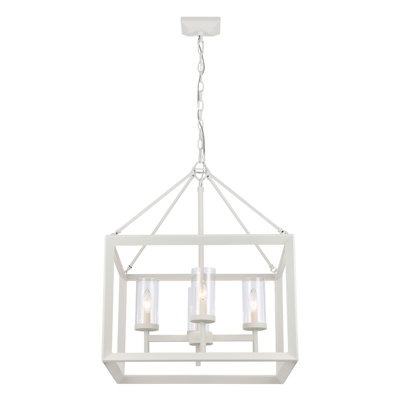 Lustre 4 lumières Smyth en blanc naturel avec verre transparent