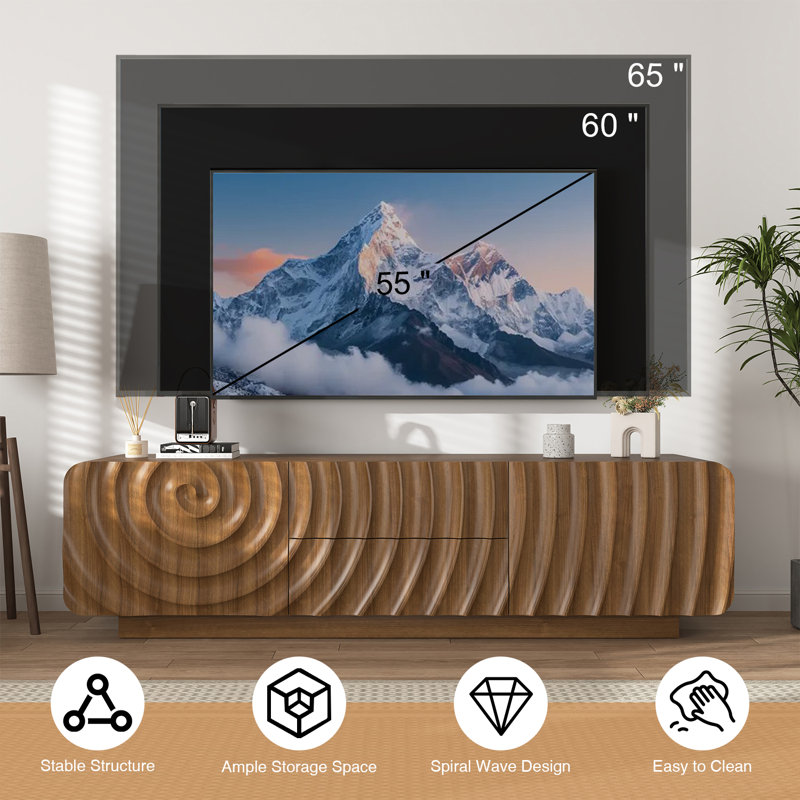 Entertainment Center Television Stand For 65'' Tv, Modern Tv Console, Brown