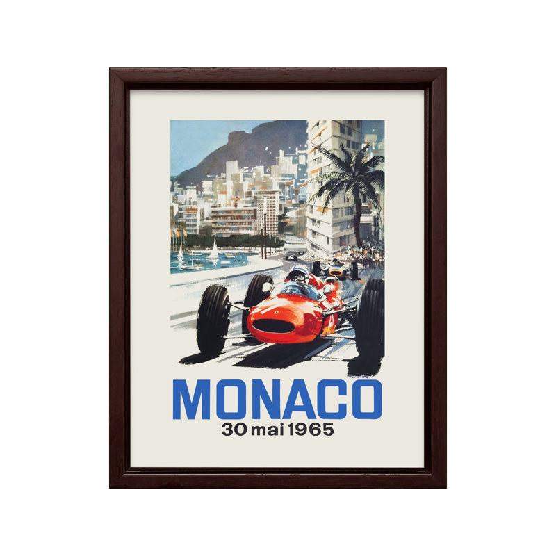 Monaco Car Racing, 1950, H 11 po x l 14 po, Canevas, Encadrement brun