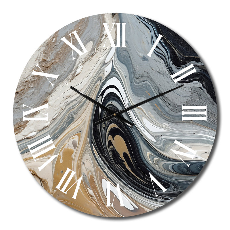 Horloge murale grise et noire Aqua Symphony, Petit