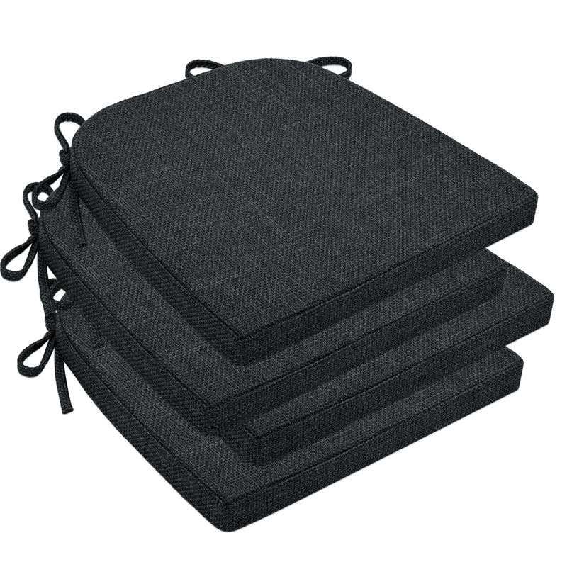 Indoor 1.5'' Dining Chair Chair Pad, Black Polyester Blend