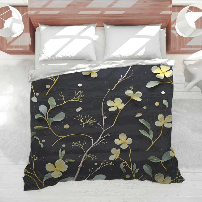 Édredon floral de style scandinave, Grand lit