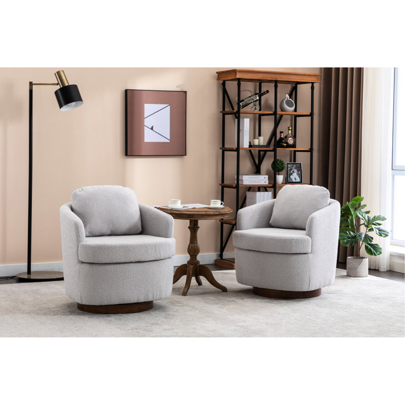 Chaise ergonomique en tissu avec base en bois massif brun pour café et chambre à coucher, Gris clair