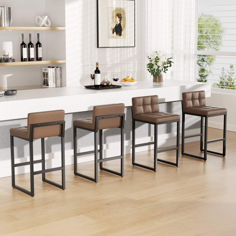 Counter Stool with Metal Frame, Coffee, 4