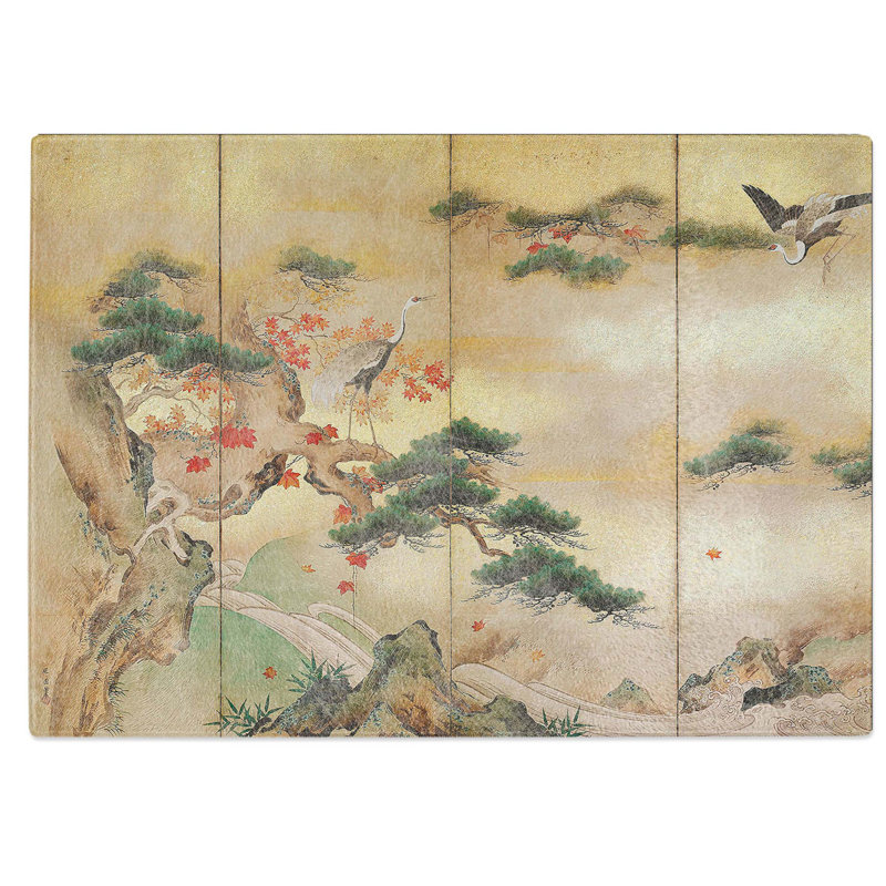 Tempered Glass The Cranes Beside a Lake by Hashimoto Gaho Chopping Board, 28.5 cm W x 20 cm L