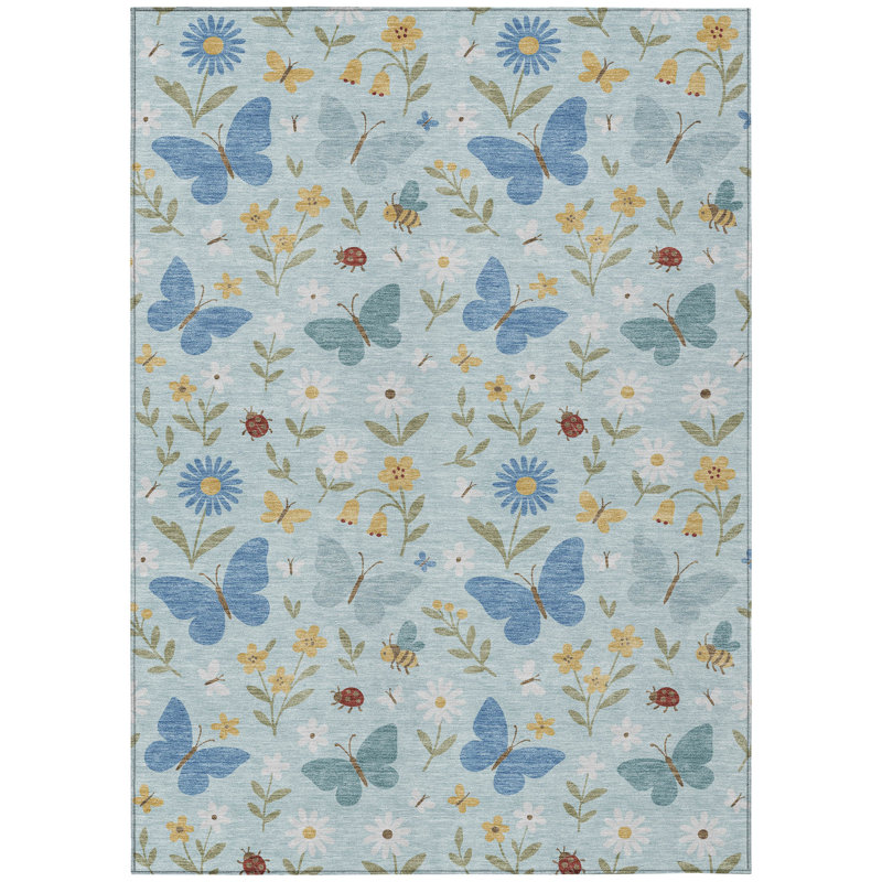 Machine Washable Indoor/Outdoor Chantille ACN2618 Kids Rug, Sky, 3' x 5'