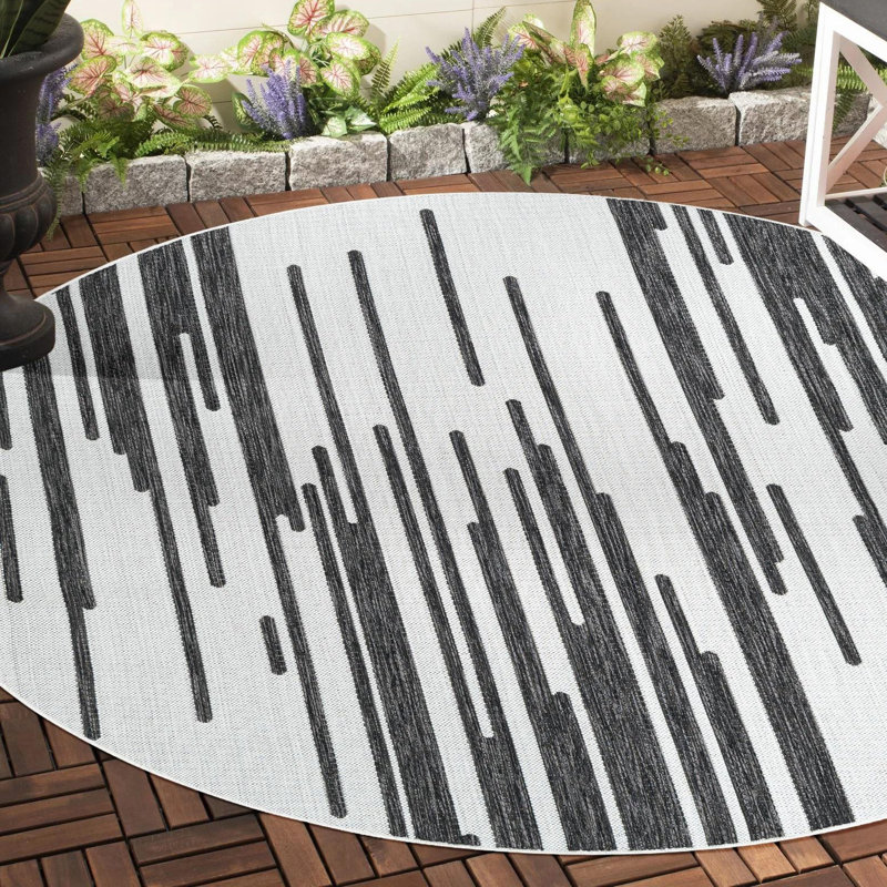 Tapis intérieur / extérieur d'extérieur moderne, Rond 13 pi 1 po