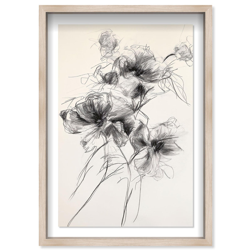 Oliver Gal Pencil Blossom II Floral & Botanical - Luxury Shadowbox Framed Wall Art, 56" H x 38" W, Cream