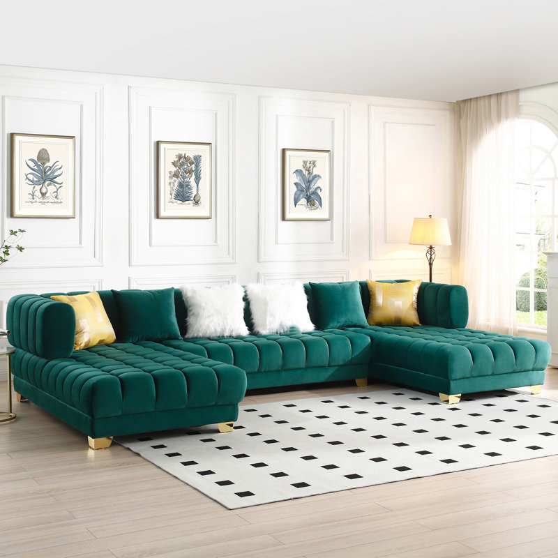 Canapé modulaire en velours Premium, Velours vert