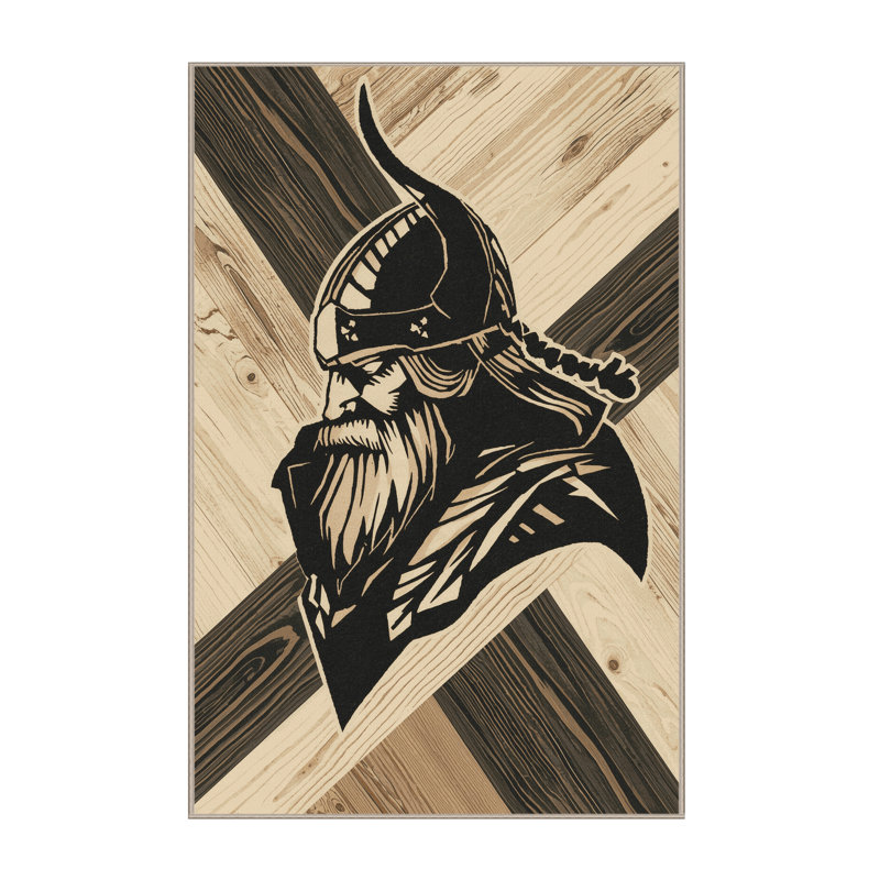 Tapis moelleux moelleux en bois rustique et viking Raider, 5 x 7