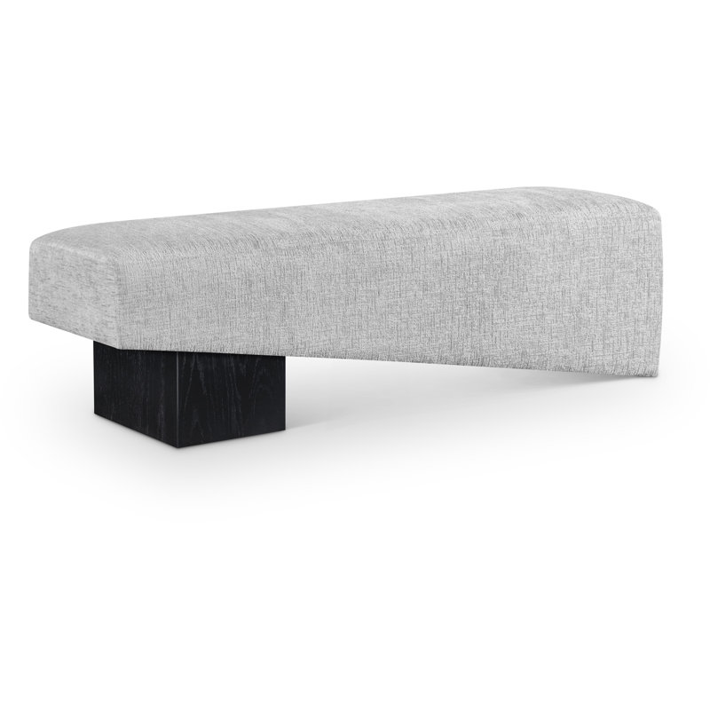 Banc en tissu Alora, Tissu en polyester gris, Noir, noir, noir, noir