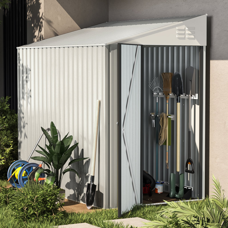4. ft. W X 7 ft. D Metal Lean-To Storage Shed, White