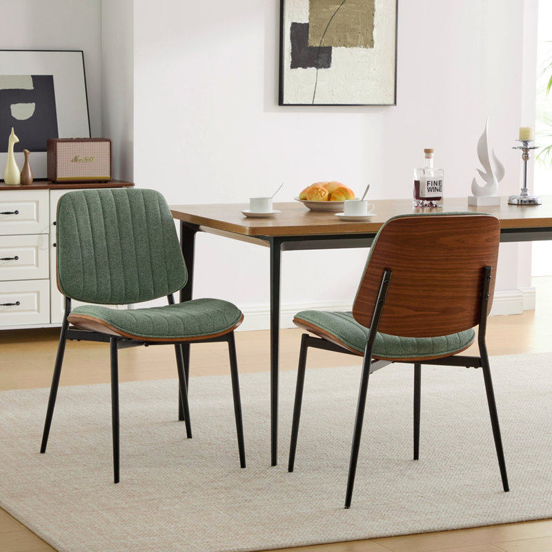 Ensemble de chaises en similicuir rétro Mid-Century, Vert olive