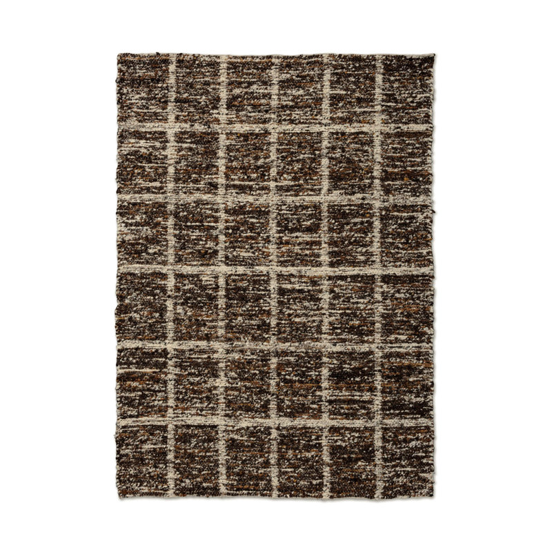 Wool Geometric Area Rug in Brown, Rectangle 4'7" x 6'7"