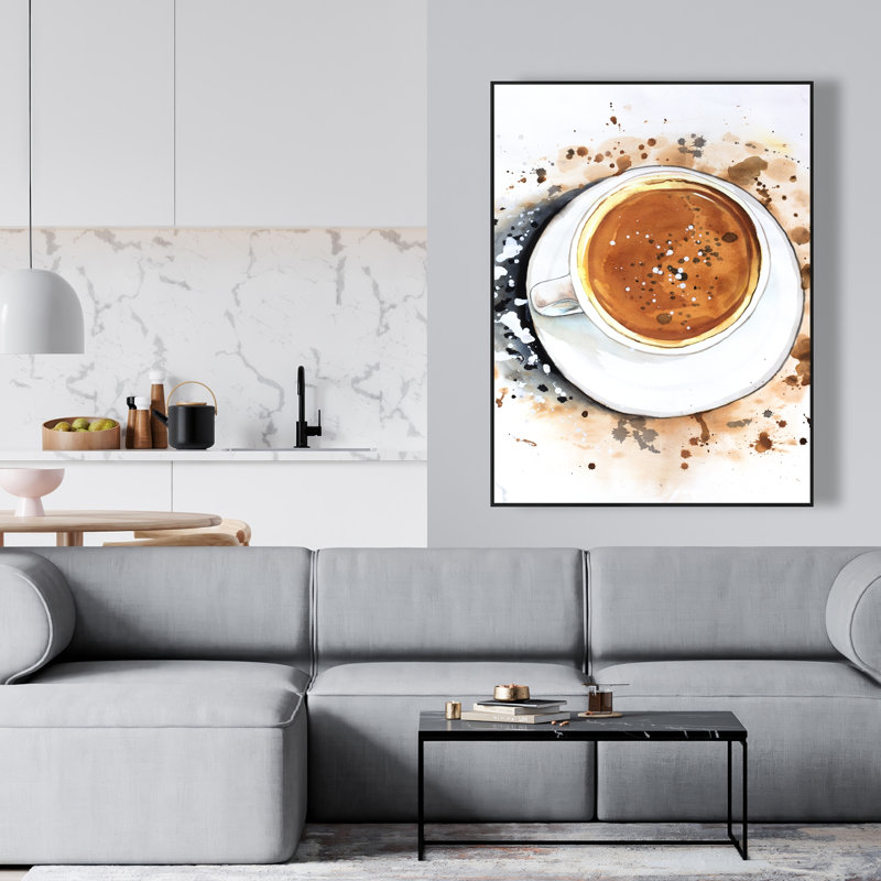 Cappuccino Refreshing - Brown Illustrative Framed Canvas Decor