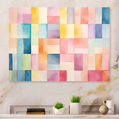 Mid-Century Pastel Color Cubes I - Art mural géométrique en métal MT137604