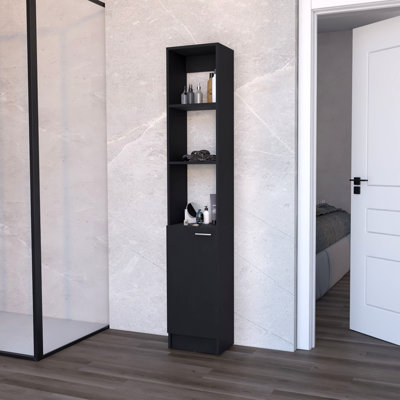 Armoire à linge Brenda avec 1 porte et 3 tablettes ouvertes