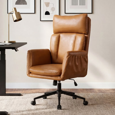 High-Back Criss Cross Chair With Armrest, Height Adjustable Swivel Ergonomic Executive Chair With Back Support And Side Pockets