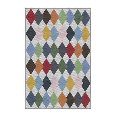 Tapis géométrique rouge / brun