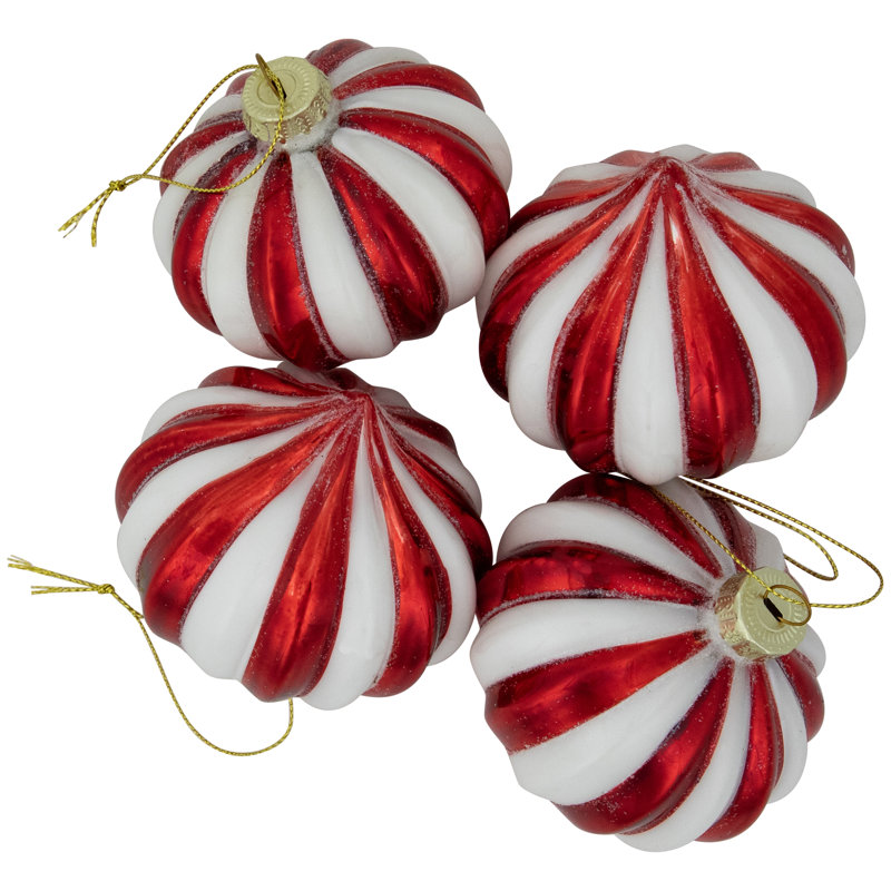 3'' Striped Glass Candy Canes Finial Ornament