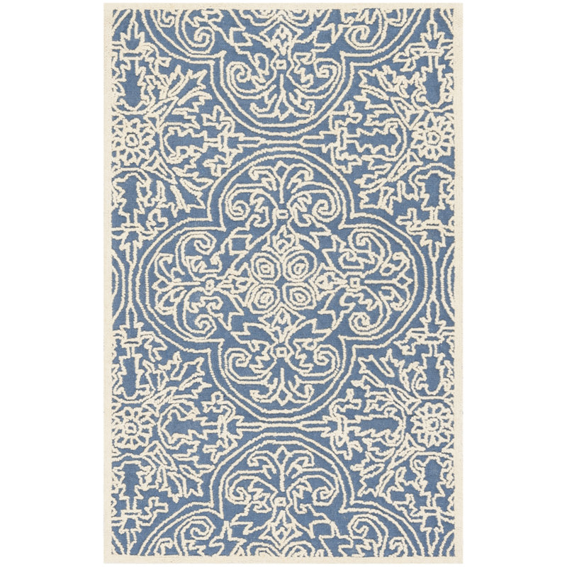 Tapis Marys Trace en laine et coton, tissÃ© Ã  la main, Rectangle 2 pi 3 po x 4 pi, Ivory