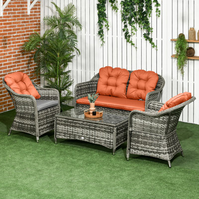 Wicker 4 - Person Garden Lounge Set