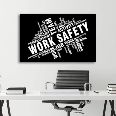 Work Safety Canvas Print Wall Art For Company  Office Wall Art  Motivational Artwork Modern Home Decor - Inspirational Decor For Office Framed Ready To Hang