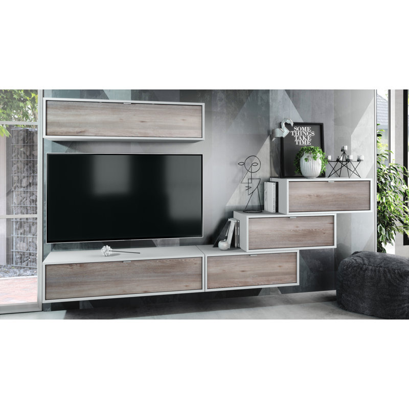 Mccartney Unfinished Entertainment Centre for TVs up to 55", White/Nordic Oak