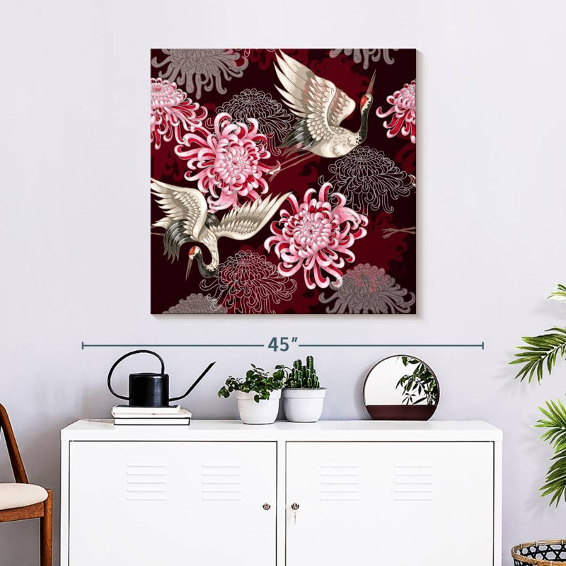 Grues chrysanthème rouge Brampt, H 39 po x l 39 po