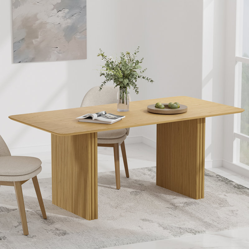 Maitilde Rectangular 30"H Wood Dining Table, Natural Wood, 30"H x 67"L x 33.5"W