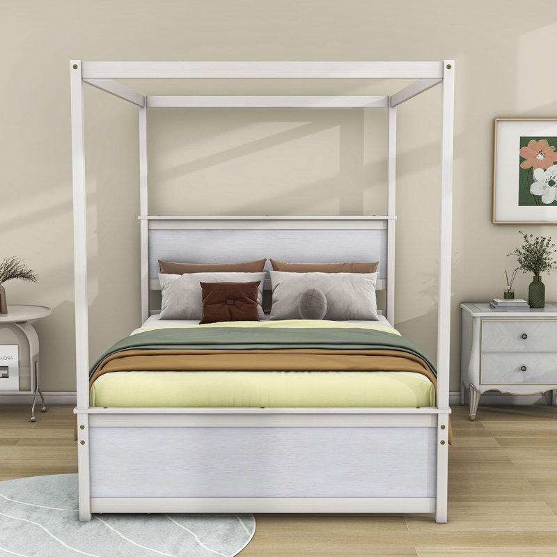 Arinya Platform Storage Bed, White, 2 Drawers