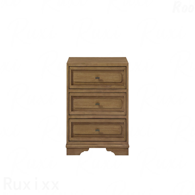 Almond 3-Drawer Nightstand, Brown
