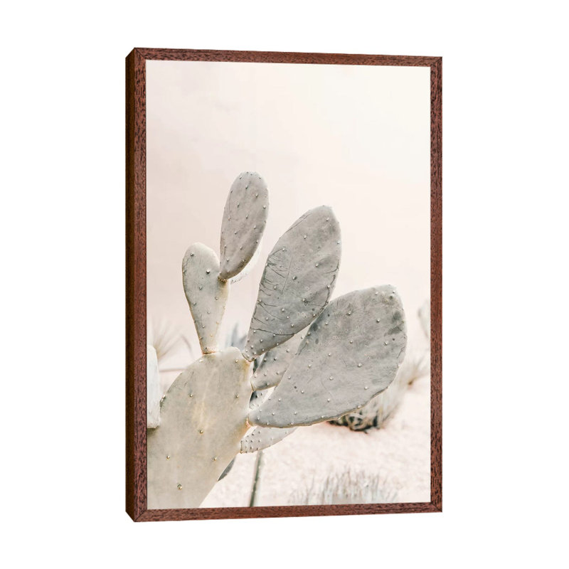 Neutral Cactus - Print on Canvas, 66.04cm H x 45.72cm W x 3.81cm D, Classic Brown Wood Framed