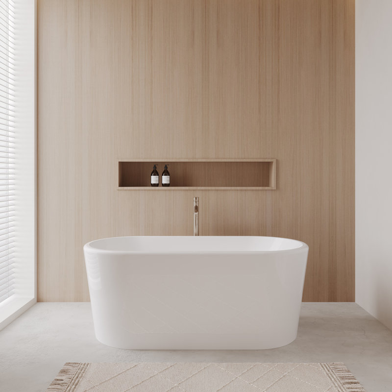 Ursula 59'' x 28'' Soaking Acrylic Bathtub, Shiny White