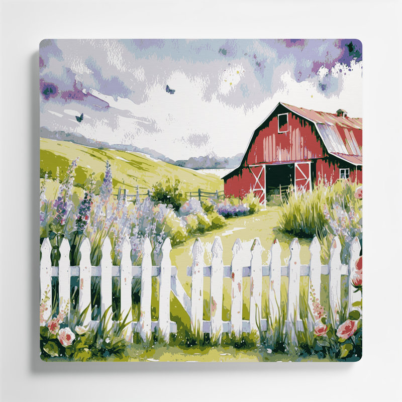 "Farm Picket Fence", art mural en métal beige, H 12 po x l 12 po
