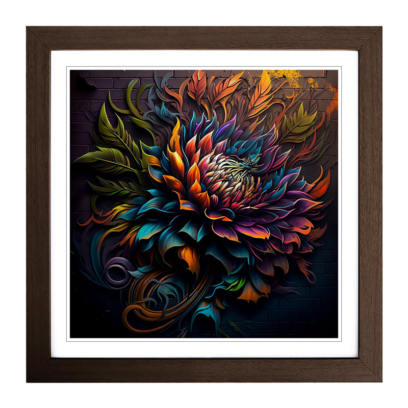 Chrysanthemum Graffiti Art - Framed Print, Walnut