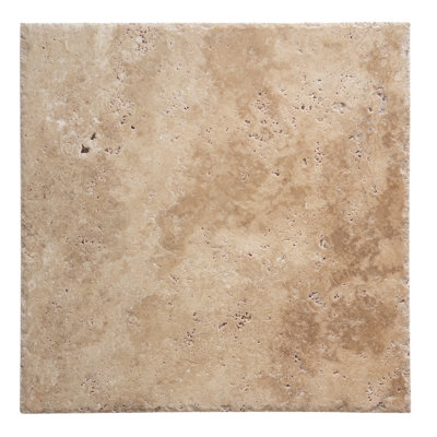 Walnut Travertine Brushed & Chiseled Floor Tile 18x18"