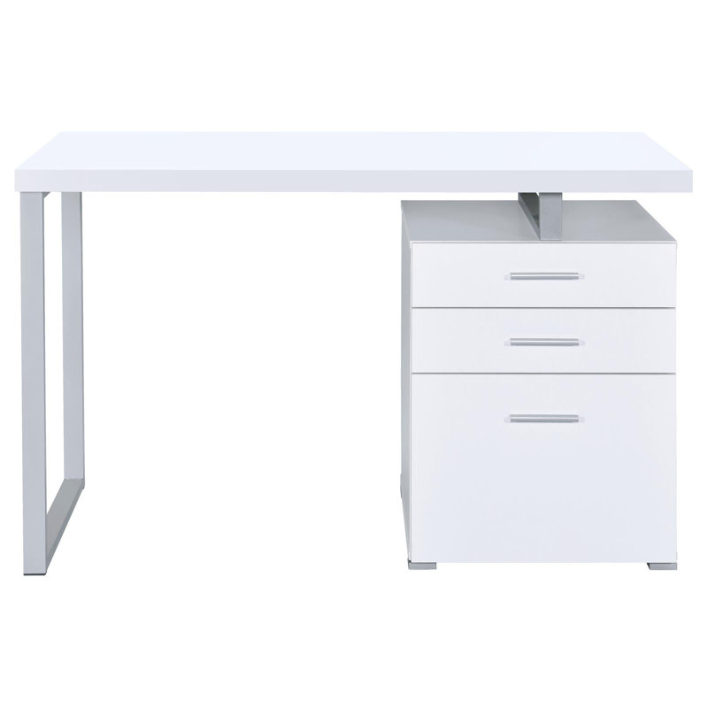 Bureau réversible blanc à 3 tiroirs